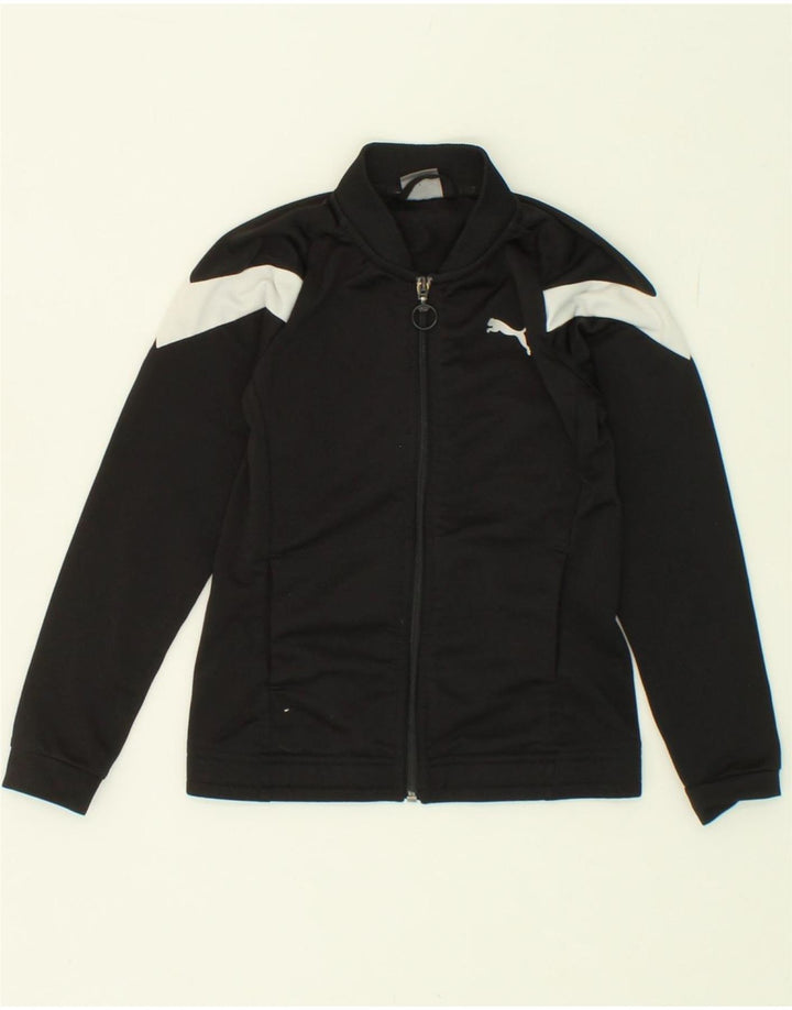 PUMA Boys Tracksuit Top Jacket 7-8 Years Black Colourblock Polyester Vintage Puma and Second-Hand Puma from Messina Hembry 
