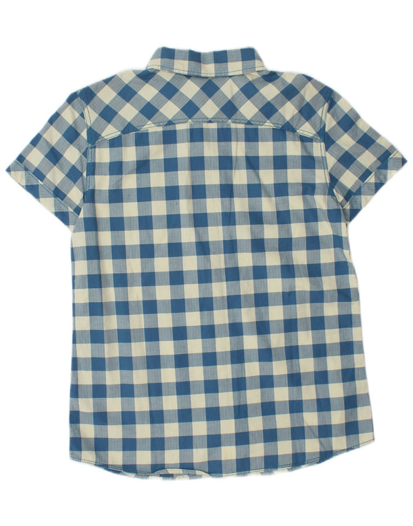 Sisley Boys κοντομάνικο πουκάμισο 11-12 ετών 2XL Blue Gingham Cotton