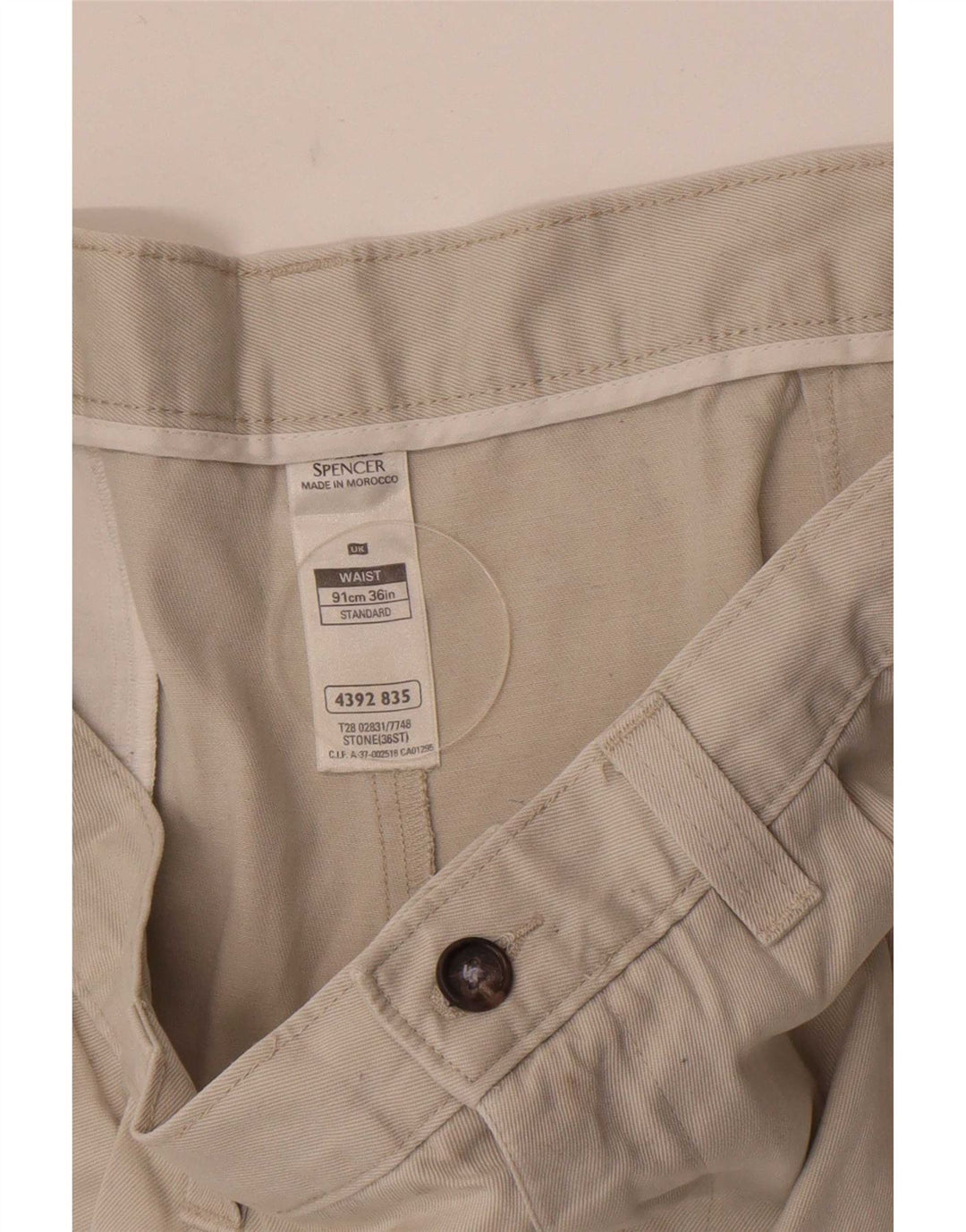 Marks & Spencer Ανδρικό σορτς Chino με καρφίτσες W36 μεγάλο, βαμβακερό σε λευκό χρώμα