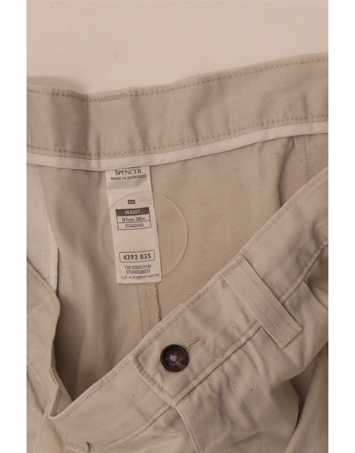 Marks & Spencer Ανδρικό σορτς Chino με καρφίτσες W36 μεγάλο, βαμβακερό σε λευκό χρώμα