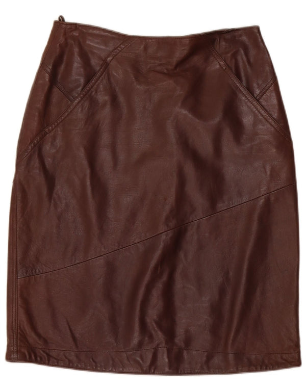 Vintage Γυναικεία Ψηλόμεση Δερμάτινη Φούστα IT 42 Medium W26 Καφέ