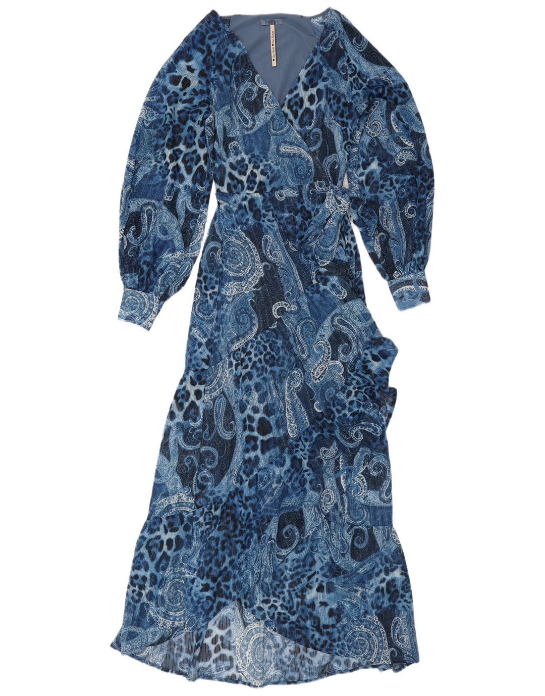 GUESS Γυναικείο ασύμμετρο φόρεμα UK 10 Small Blue Paisley Polyester