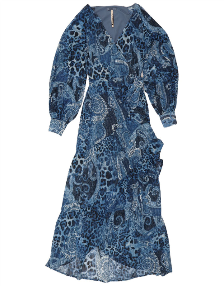 GUESS Γυναικείο ασύμμετρο φόρεμα UK 10 Small Blue Paisley Polyester