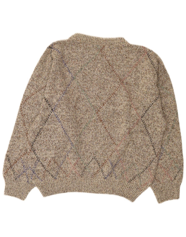 NANI BON Ανδρικό πουλόβερ με λαιμόκοψη IT 52 Large Grey Argyle/Diamond