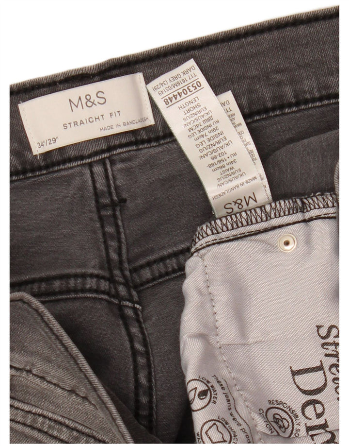Ανδρικό τζιν ίσιο MARKS & SPENCER W34 L29 Γκρι βαμβακερό