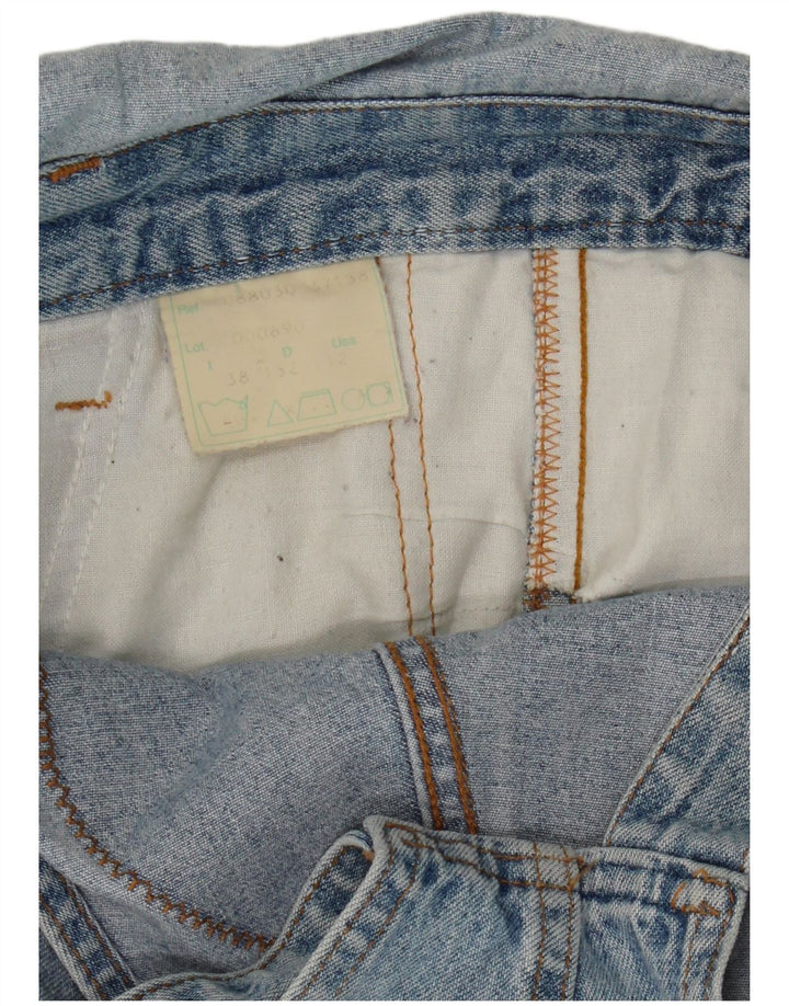 Vintage Γυναικεία γραφικά Dungarees Straight Jeans EU 38 Medium Blue Cotton
