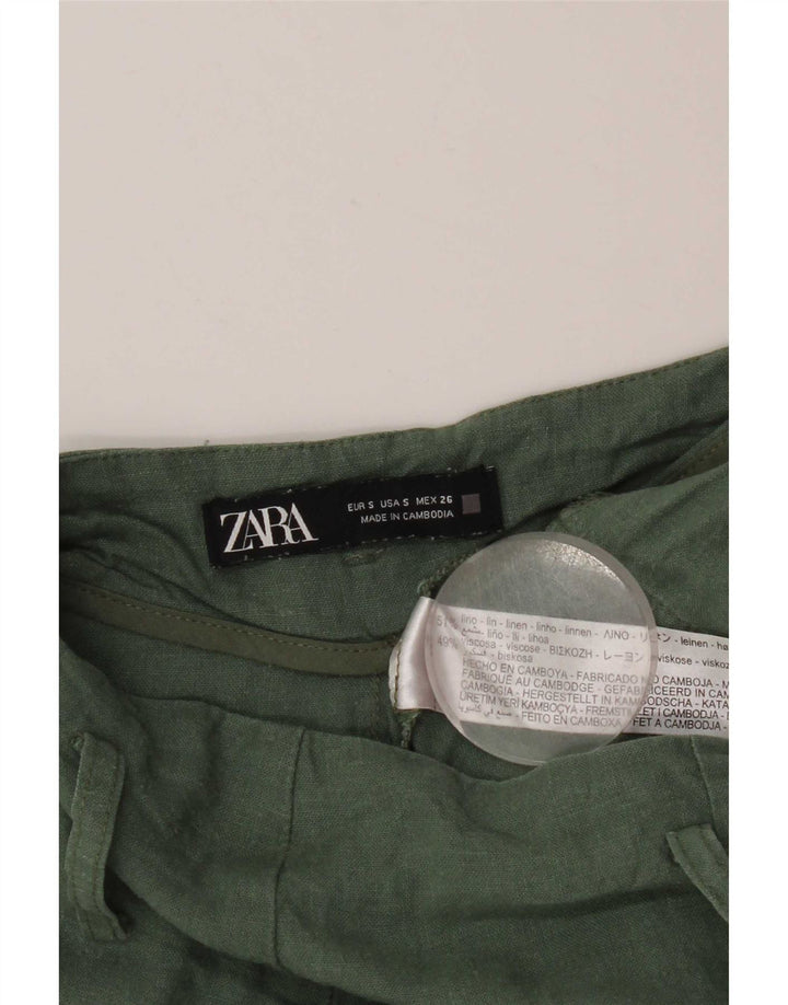 Zara Γυναικείο Σορτς Cargo Small W26 Πράσινο Λινό