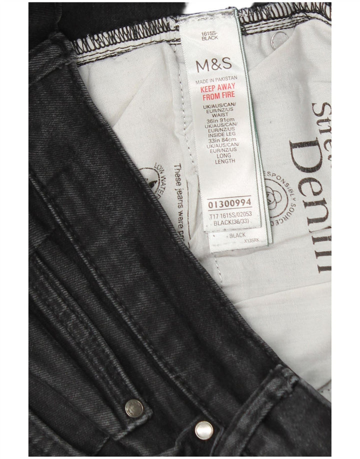 Marks & Spencer Ανδρικό Slim Jeans W36 L33 Μαύρο βαμβακερό