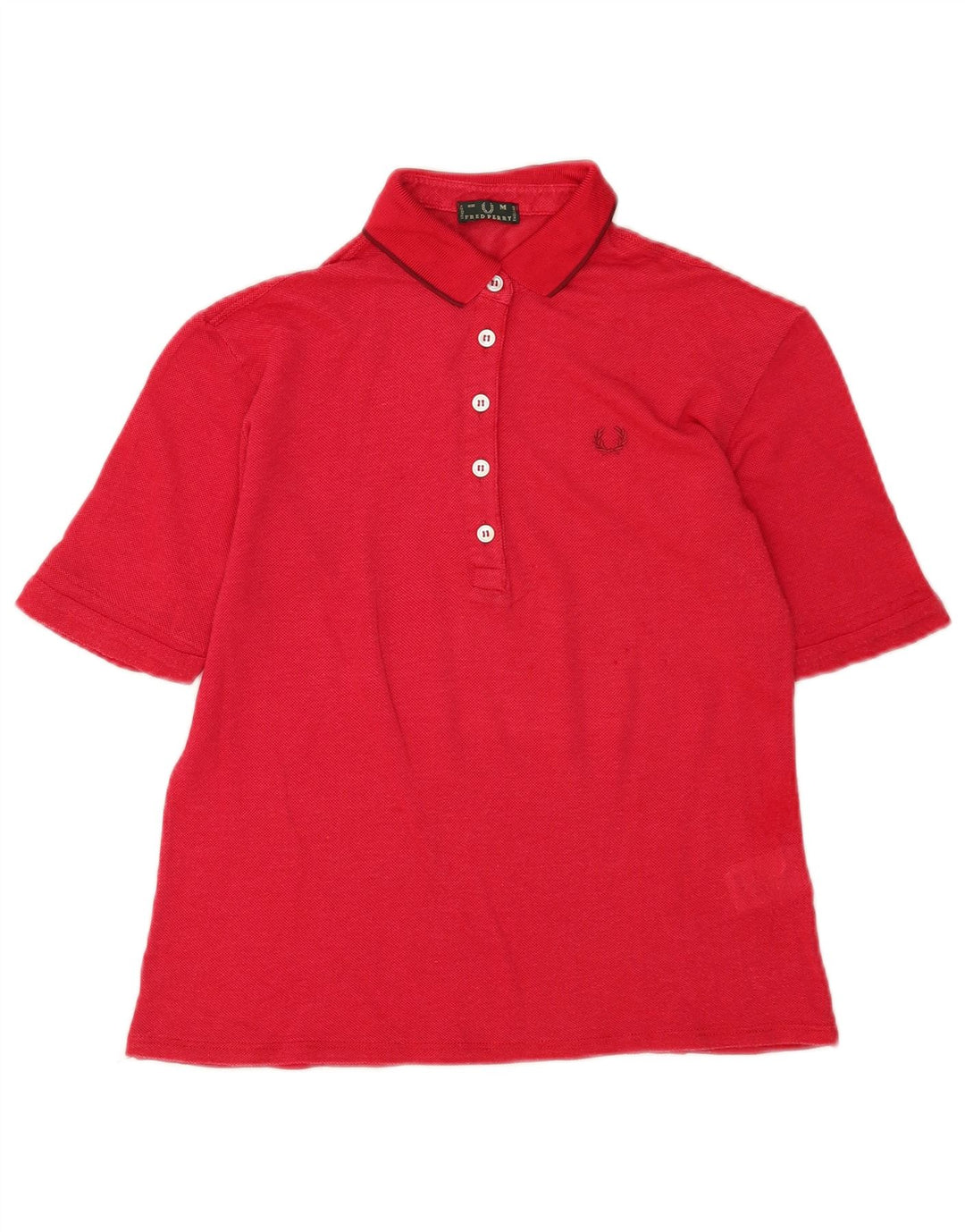 Fred Perry γυναικείο πουκάμισο πόλο UK 14 μεσαίο κόκκινο βισκόζη