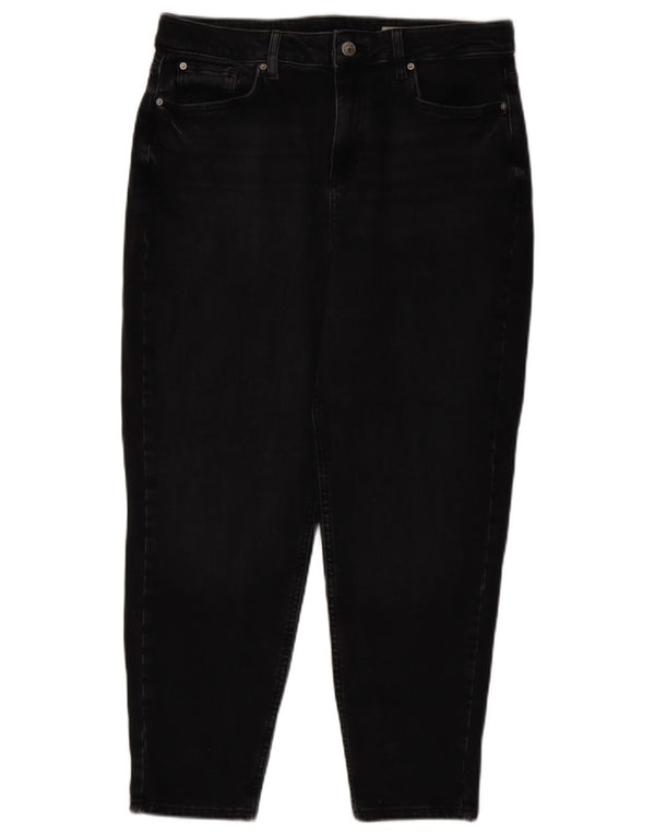 Marks & Spencer Γυναικεία Mom Tapered Jeans UK 14 Large W34 L26 Black Cotton