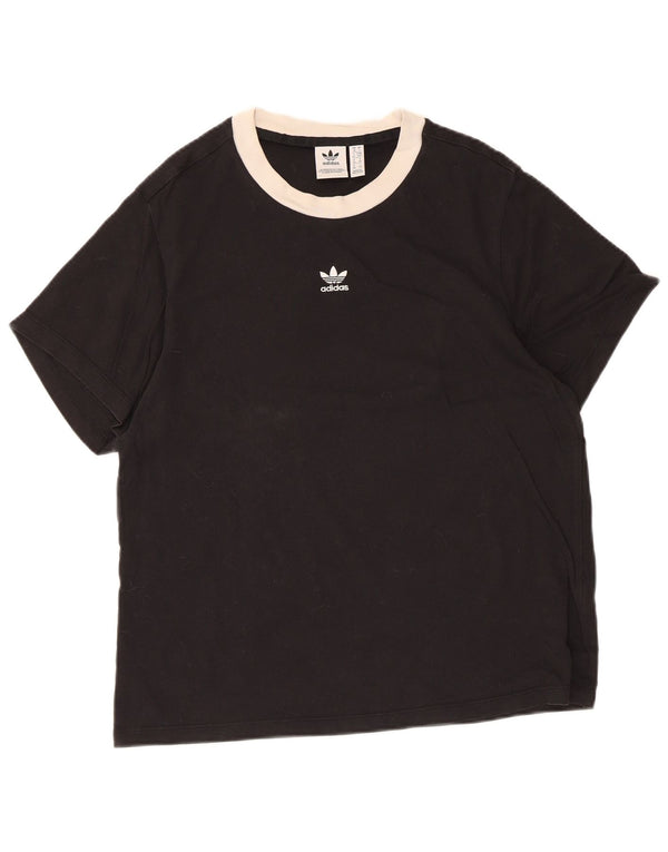 Adidas Γυναικείο T-Shirt Top UK 10 Small μαύρο βαμβακερό
