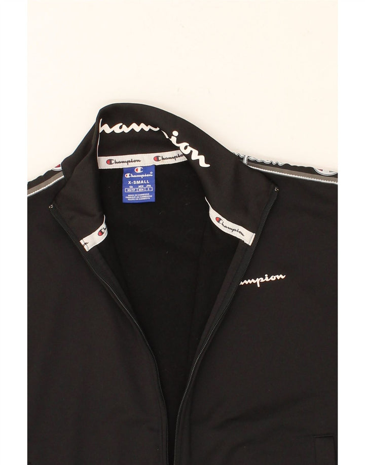 CHAMPION Womens Oversized Graphic Tracksuit Top Jacket UK 6 XS Black Vintage Champion and Second-Hand Champion from Messina Hembry 