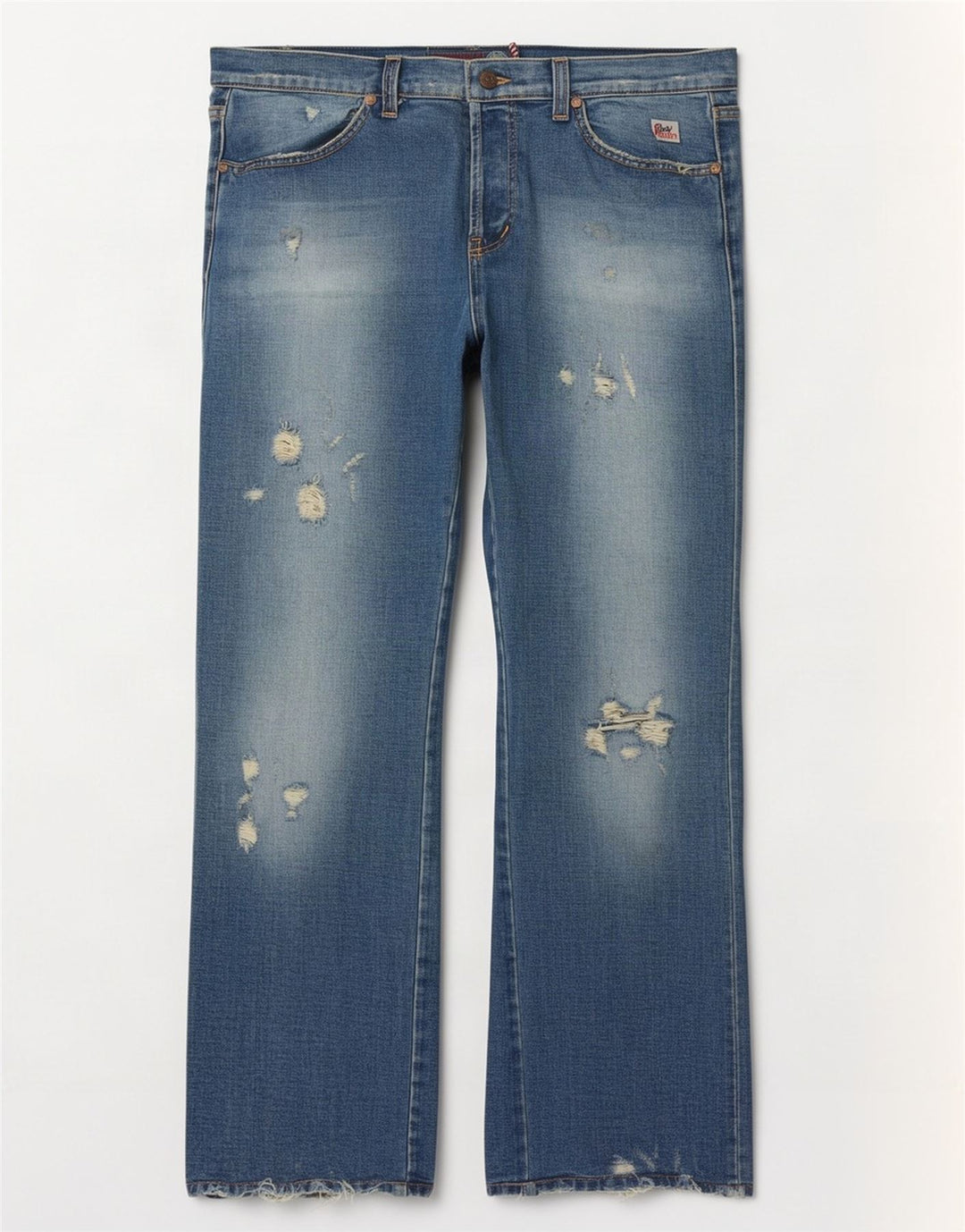 Roy Rogers Womens Distressed Bootcut Jeans W34 L32 Blue Cotton