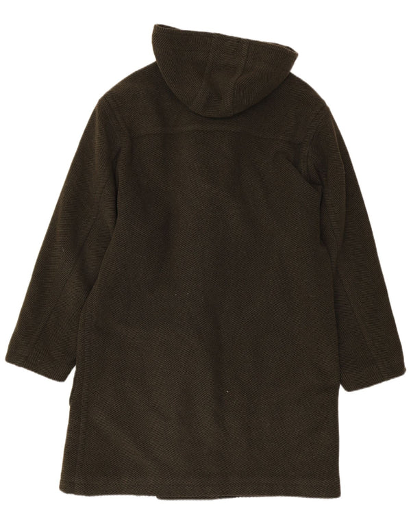 Vintage Ανδρικό παλτό Duffle με κουκούλα UK 38 Medium Khaki Wool
