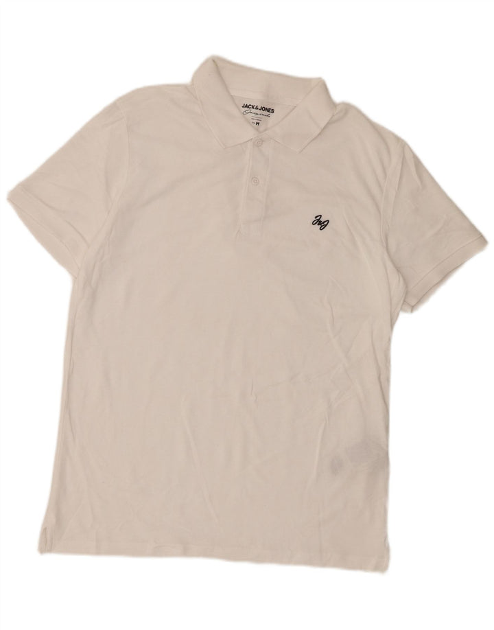 Ανδρικό πουκάμισο πόλο JACK & JONES, μεσαίο λευκό βαμβακερό