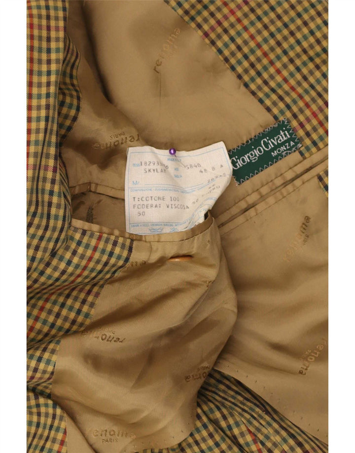 Monza Ανδρικό Μπουφάν Blazer με 2 Κουμπιά IT 48 Medium Khaki Gingham Cotton