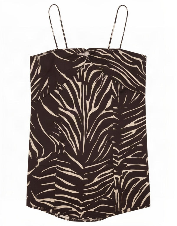 Zara Γυναικείο φόρεμα UK 14 Large Μαύρο Animal Print Polyester