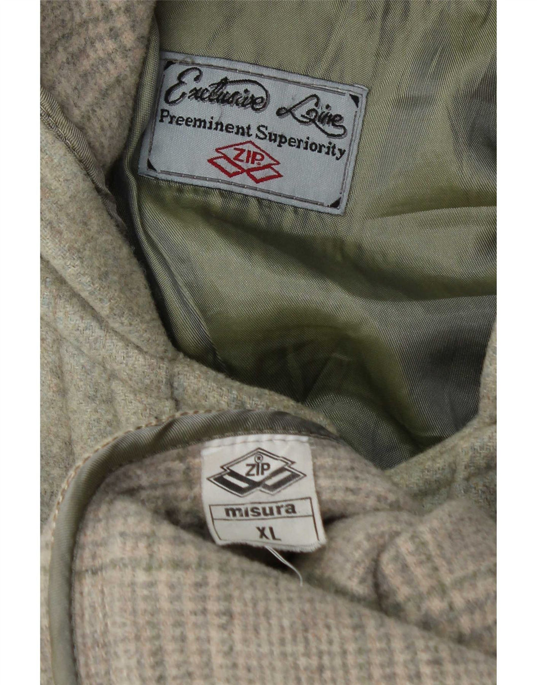 Ανδρικό παλτό Duffle με κουκούλα με φερμουάρ UK 42 XL μαλλί χακί