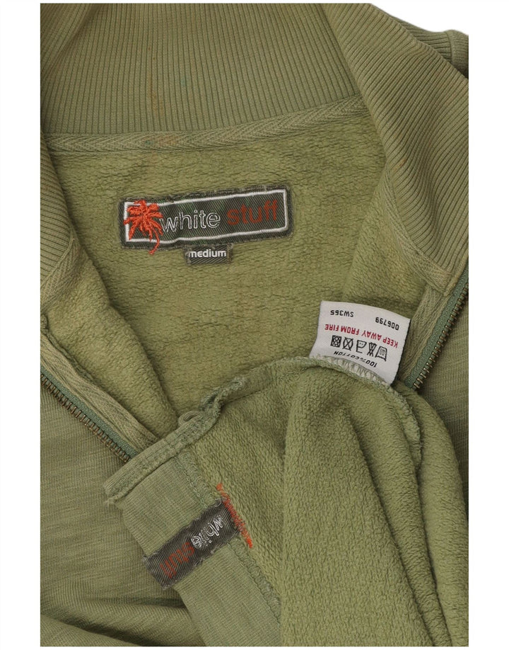 White Stuff Ανδρικό φούτερ με φερμουάρ από βαμβακερό μεσαίο πράσινο