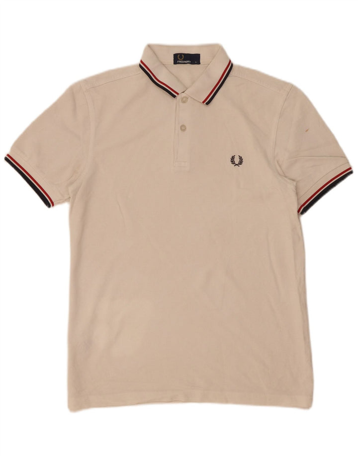 Fred Perry Ανδρικό μπλουζάκι πόλο, μικρό λευκό βαμβακερό ριγέ
