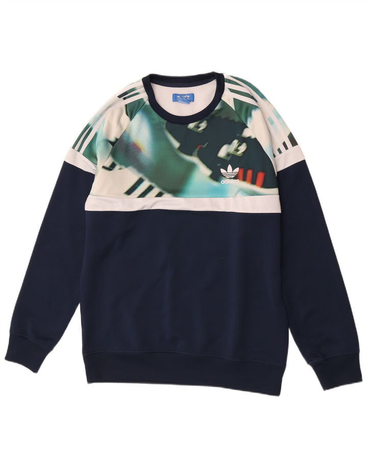 Ανδρικό φούτερ Adidas Jumper Medium Navy Blue Colourblock Polyester