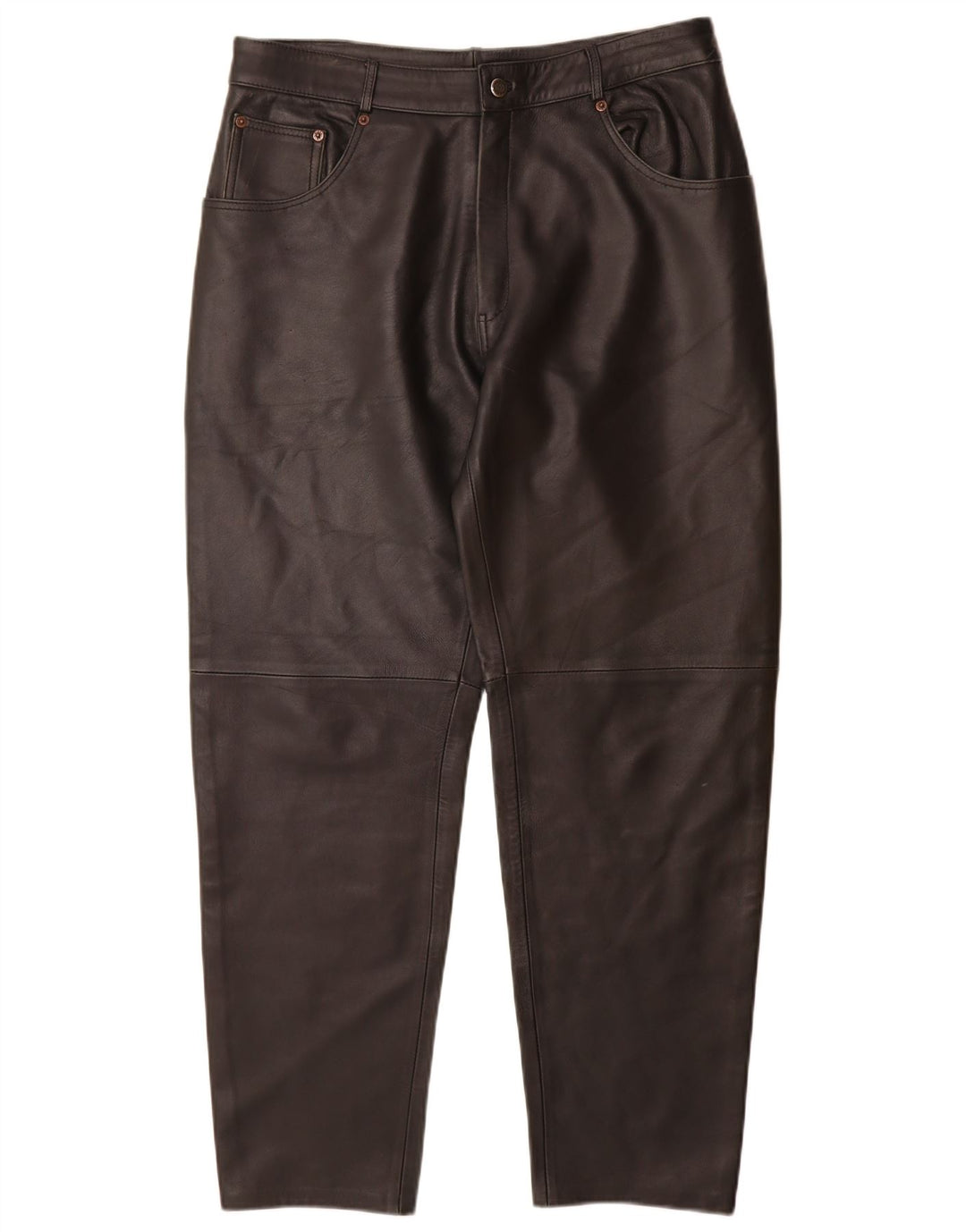 Vintage γυναικείο κωνικό δερμάτινο παντελόνι IT 44 Medium W32 L29 Μαύρο