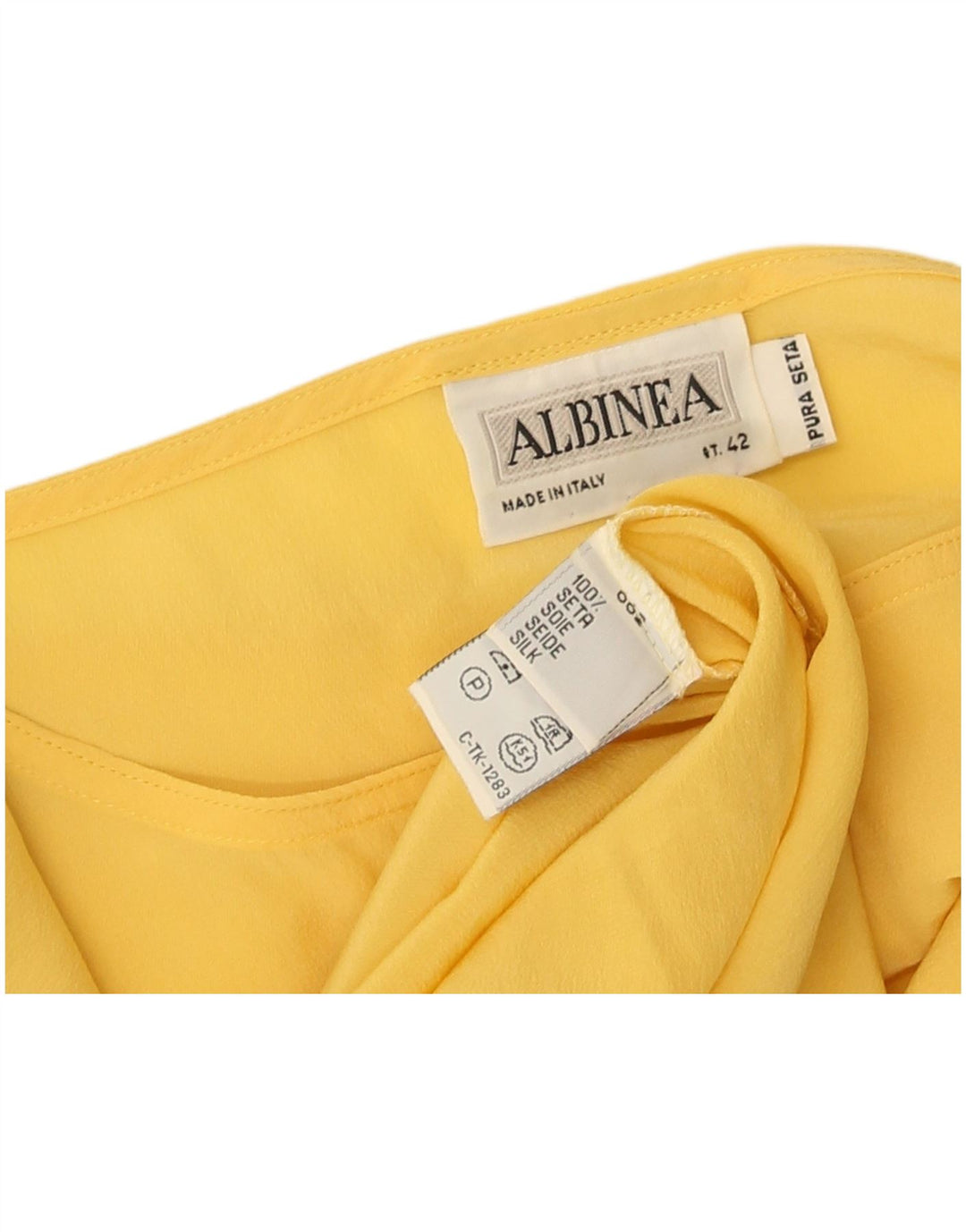 Vintage γυναικεία μπλούζα τοπ IT 42 Medium Yellow Silk