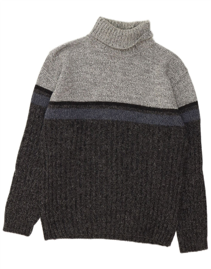 C&A Ανδρικό πουλόβερ Canda Roll Neck Jumper Μεγάλο Γκρι Colourblock