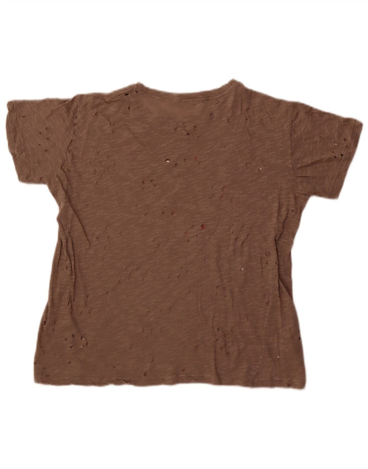 Γυναικείο διάτρητο γραφικό μπλουζάκι Guess Top UK 14 Μεσαίο καφέ