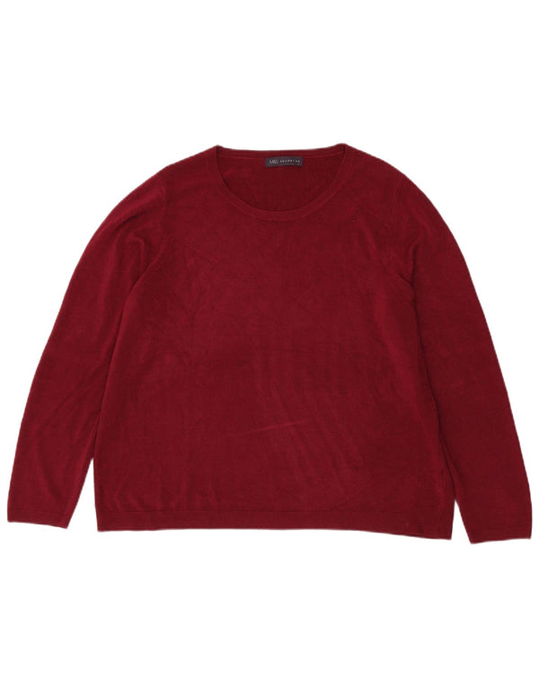 Marks & Spencer Γυναικείο πουλόβερ με λαιμόκοψη UK 22 3XL Ακρυλικό Βουργουνδίας