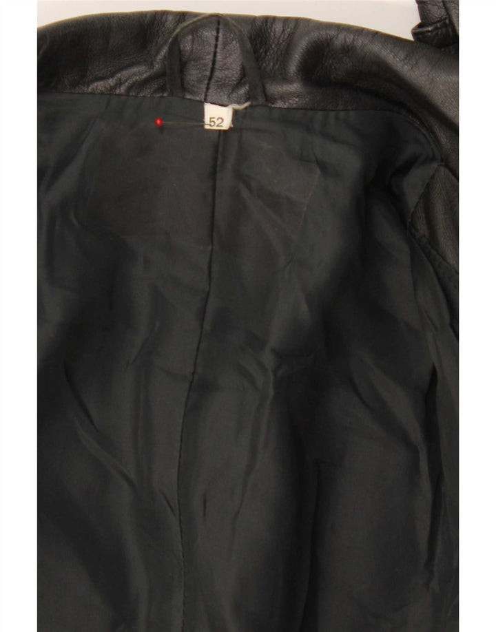 Vintage Ανδρικό Διπλό Δερμάτινο Παλτό IT 52 XL Μαύρο