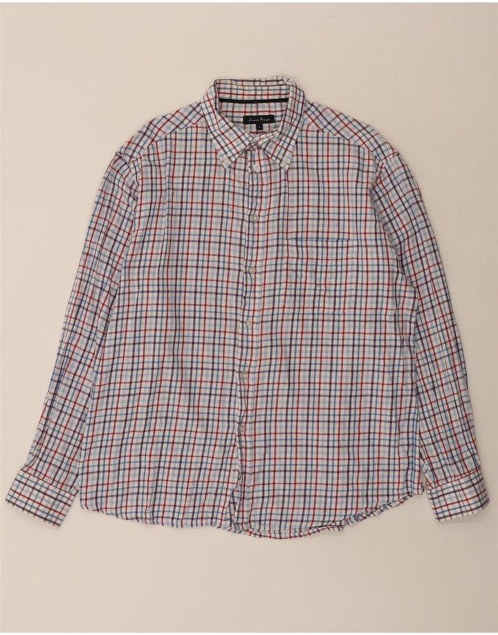 JAMES PRINGLE Ανδρικό φανελένιο πουκάμισο μεγάλο μπλε βαμβακερό