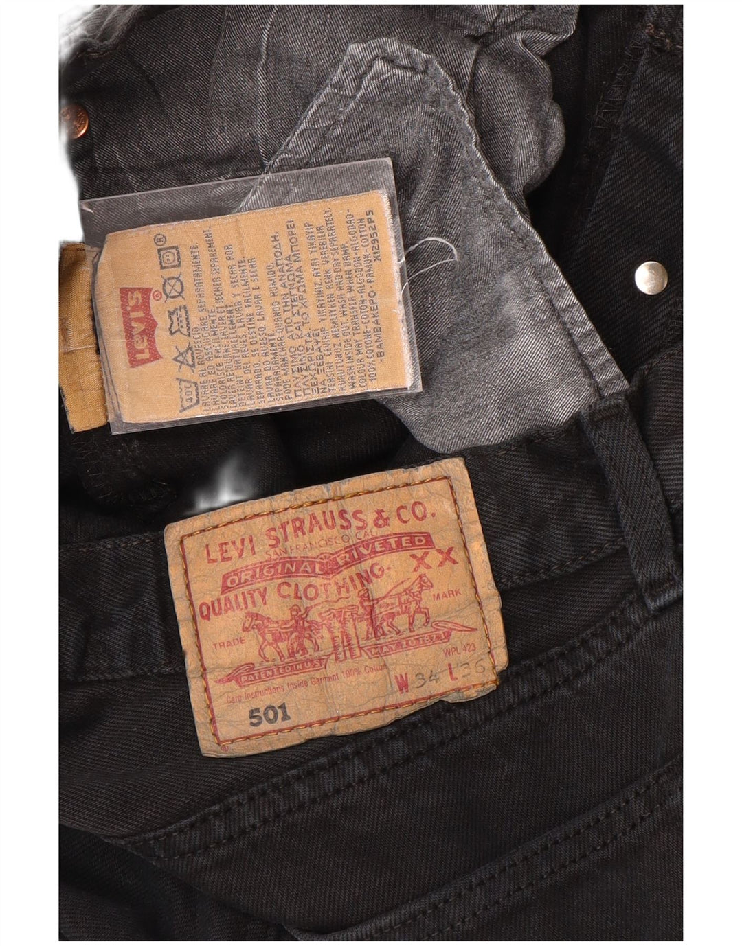 LEVI'S Ανδρικό τζιν 501 ίσιο W34 L36 Μαύρο βαμβακερό