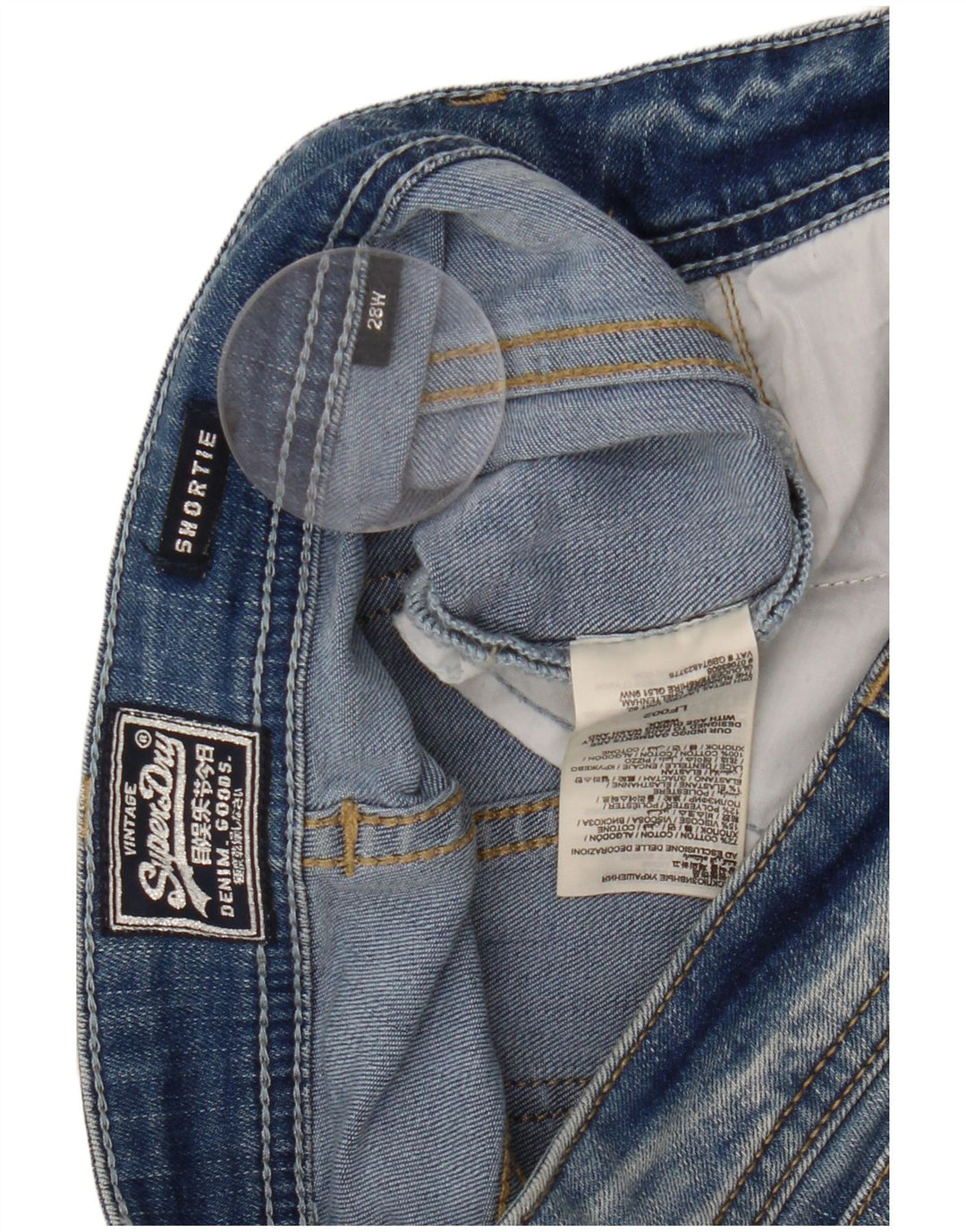 Γυναικείο τζιν σορτς SUPERDRY W28 Βαμβακερό μεσαίο μπλε