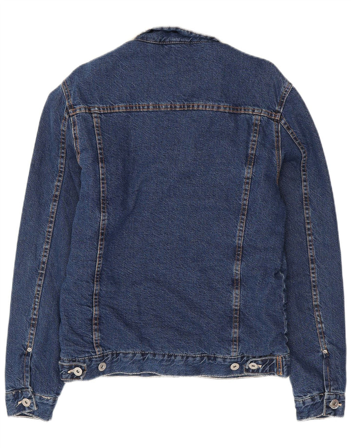 Ανδρικό τζιν μπουφάν ZARA Sherpa UK 40 Large Navy Blue Cotton