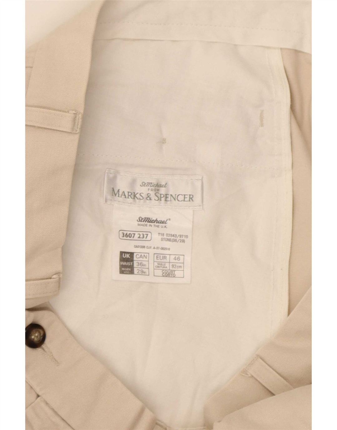 Marks & Spencer Ανδρικό παντελόνι με καρφίτσα W36 L29 Μπεζ βαμβακερό
