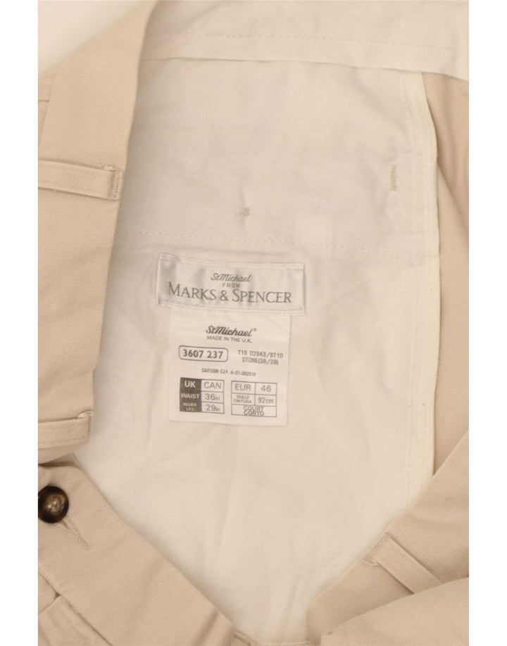 Marks & Spencer Ανδρικό παντελόνι με καρφίτσα W36 L29 Μπεζ βαμβακερό