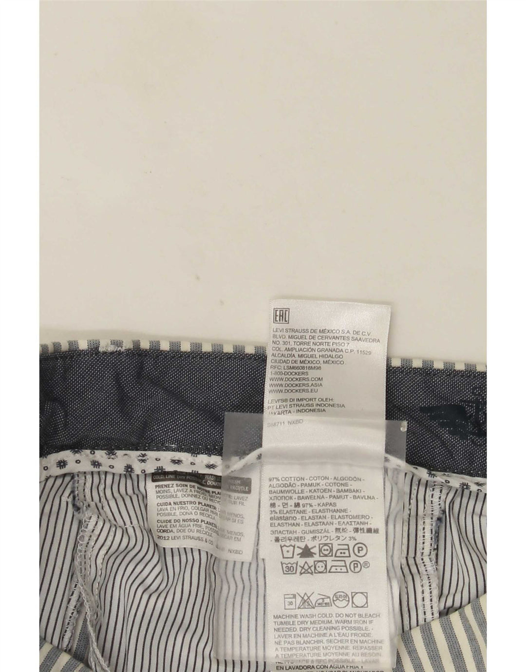 Ανδρικό σορτς Chino Dockers W32 Μεγάλο γκρι ριγέ βαμβακερό