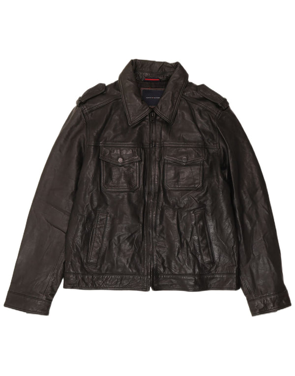 Tommy Hilfiger Ανδρικό δερμάτινο μπουφάν UK 40 Large Black