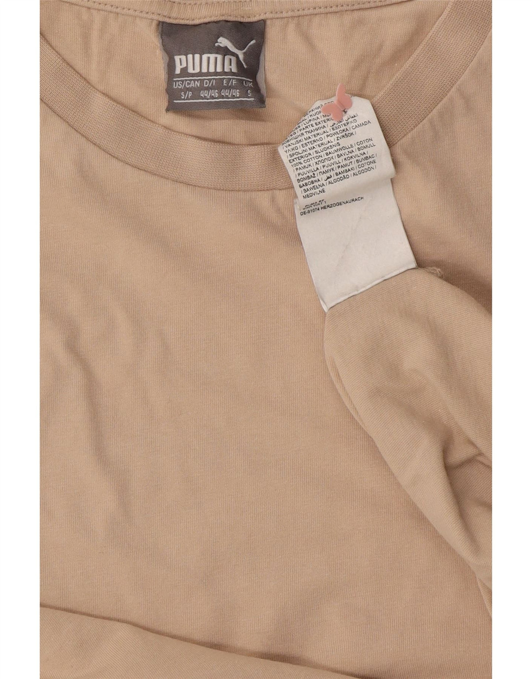 PUMA Mens T-Shirt Top Small Beige Cotton Vintage Puma and Second-Hand Puma from Messina Hembry 