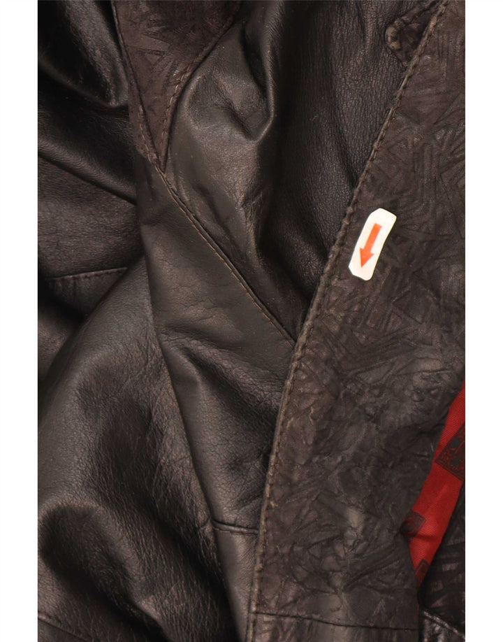 Vintage Γυναικείο Oversized Δερμάτινο Μπουφάν UK 10 Small Black