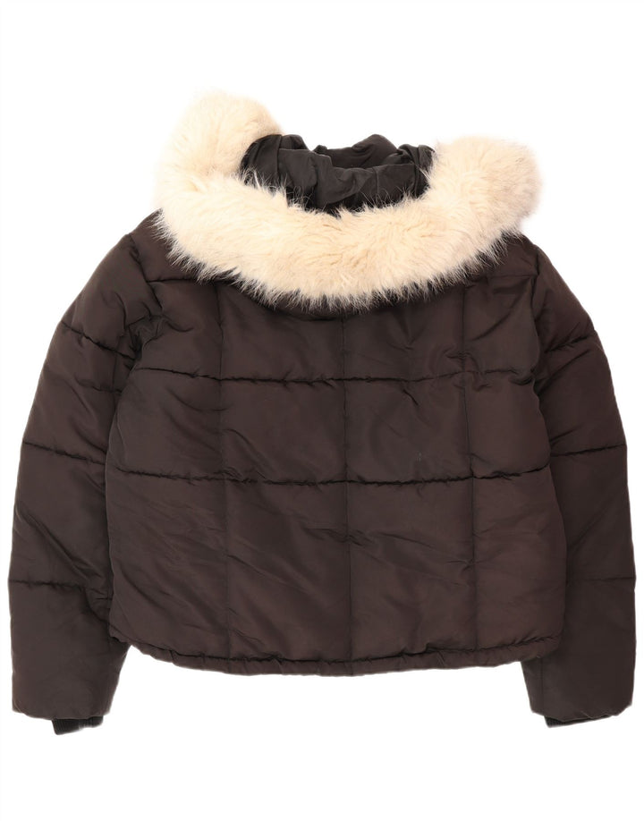 Topshop Γυναικείο μπουφάν με κουκούλα μεγάλου μεγέθους με επένδυση UK 8 Μικρό μαύρο πολυεστέρα