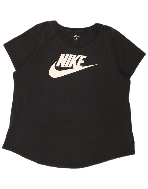 Γυναικείο γραφικό μπλουζάκι Nike τοπ UK 18 XL μαύρο βαμβακερό