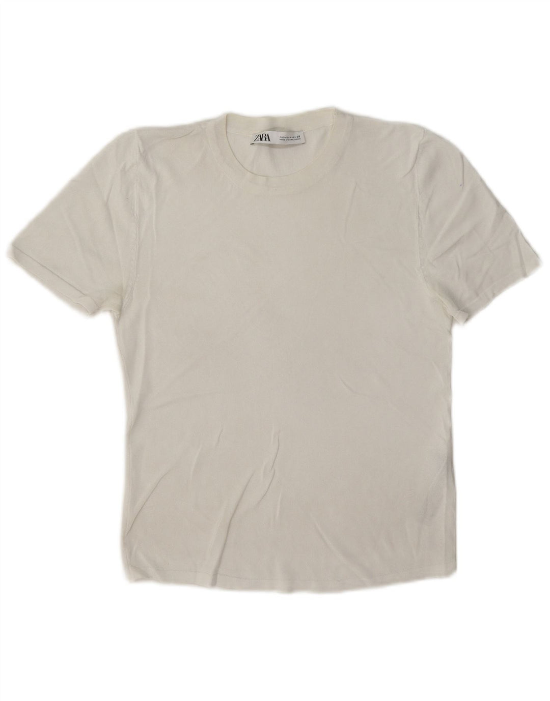 Zara Γυναικείο T-Shirt Top UK 12 Medium White Viscose