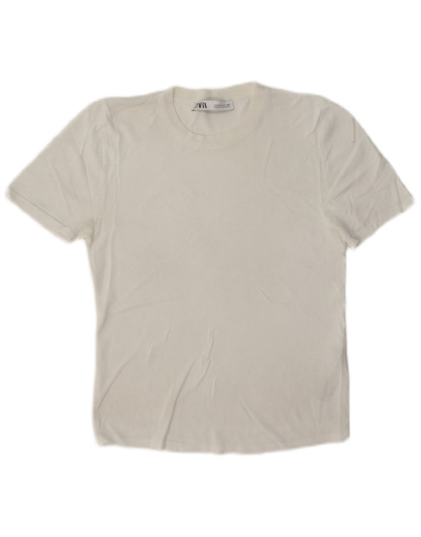 Zara Γυναικείο T-Shirt Top UK 12 Medium White Viscose