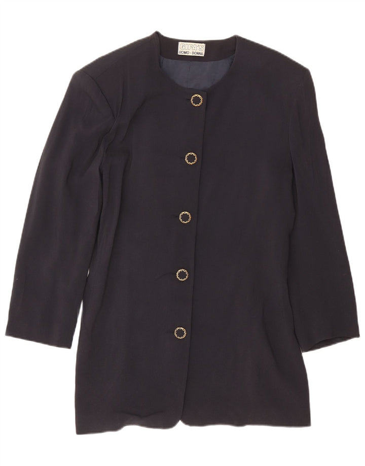 Vintage Γυναικείο Longline με 5 κουμπιά σακάκι IT 46 Large Navy Blue