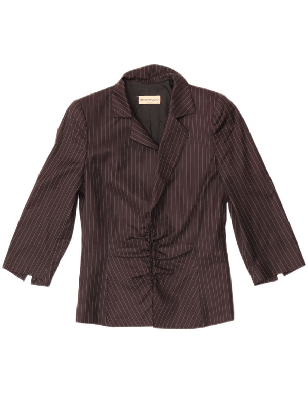 Emporio Armani γυναικείο πουκάμισο 3/4 μανίκι μπλούζα IT 38 XS μαύρη ρίγα μαλλί