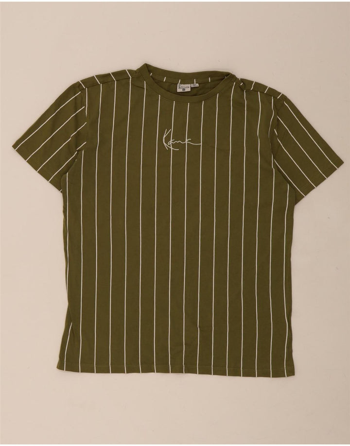 KARL KANI Mens T-Shirt Top Medium Green Striped Cotton Vintage Karl Kani and Second-Hand Karl Kani from Messina Hembry 