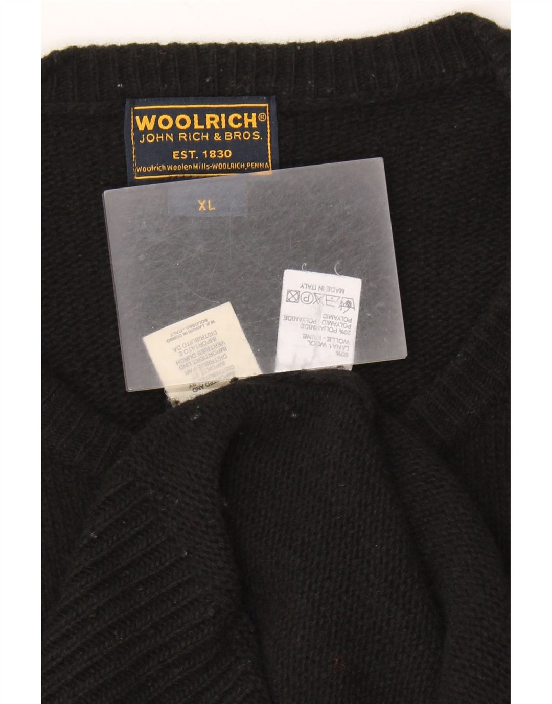 Ανδρικό πουλόβερ Woolrich Graphic Crew Neck Jumper XL Μαύρο μάλλινο