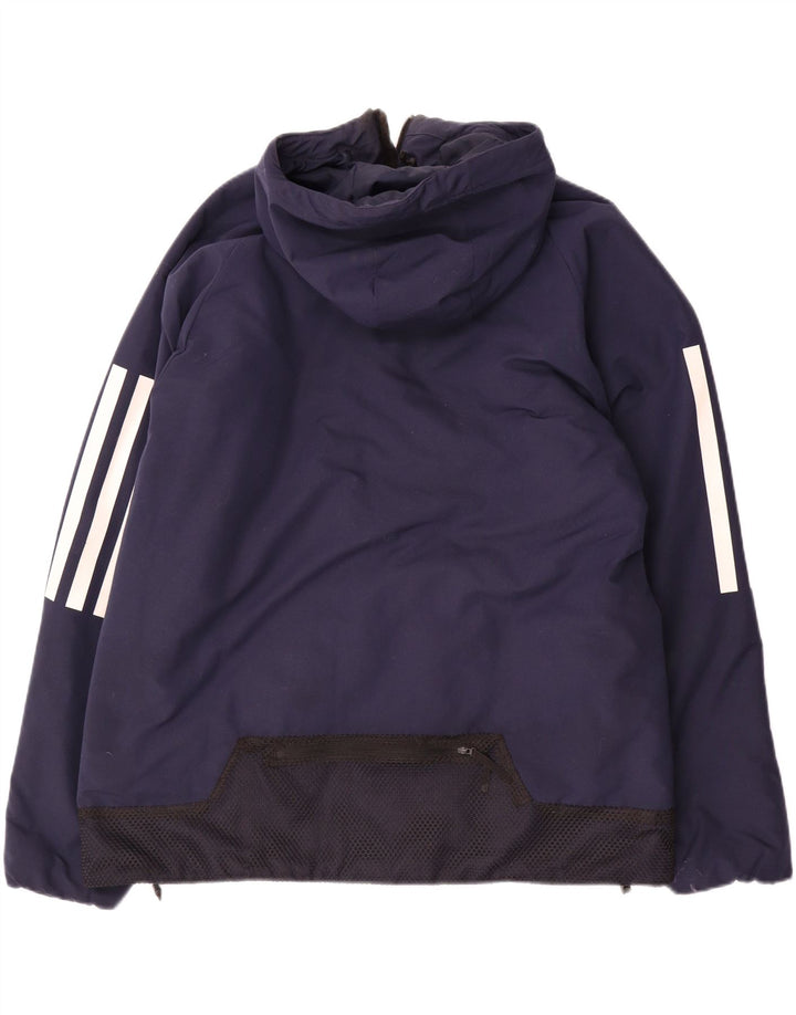 Adidas Ανδρικό μπουφάν με κουκούλα αντιανεμικό UK 40 Large Navy Blue Polyester